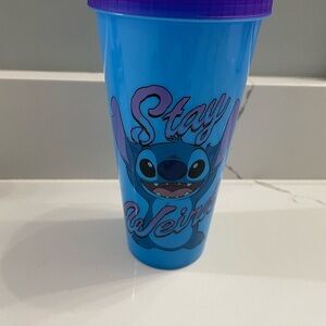 Blue Stay Weird Stitch Tumbler with Purple Lid